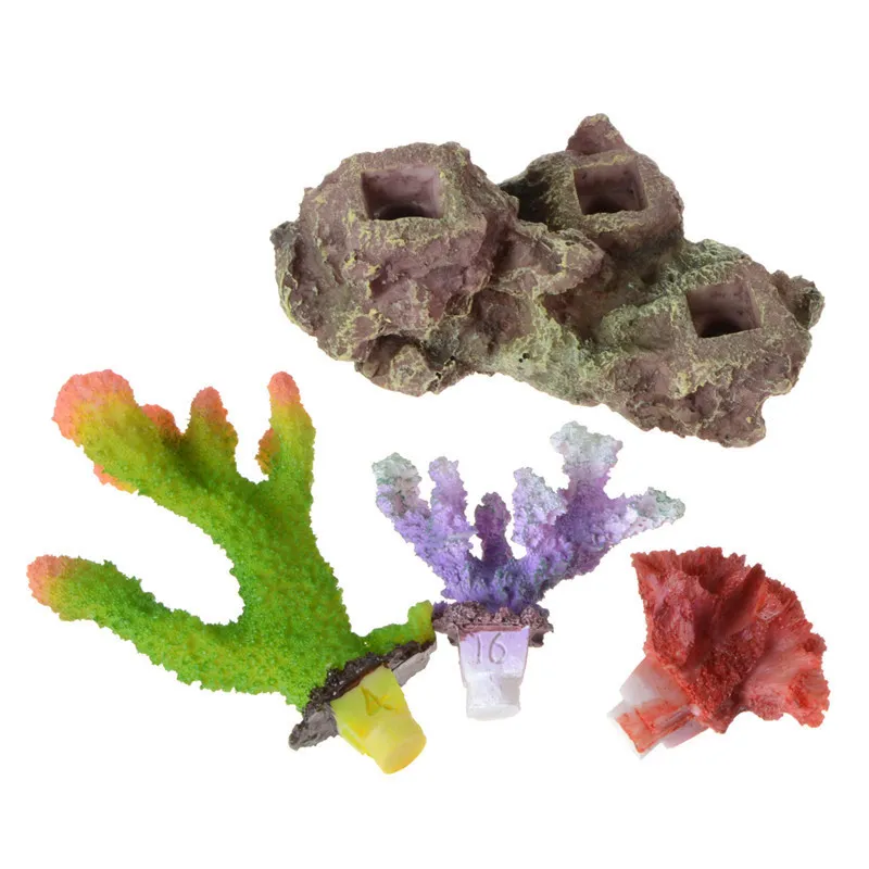 rium Decorations Resin Corals Fish Tank Cave Stone DIY Mountains for Ornaments Removable Artificial Plant Y200917