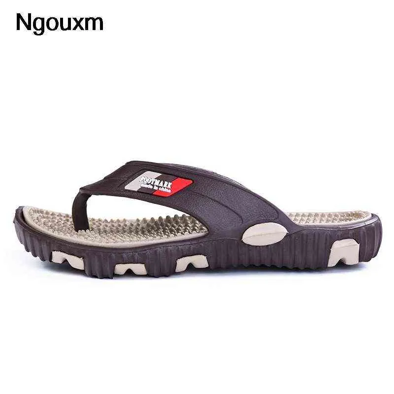 Slippers Ngouxm Zomer Big Size Youth Mannen Massage Non-Slip Cool Buiten Flip Flops Ademende Dik-Soled Teen Sandalen 220302