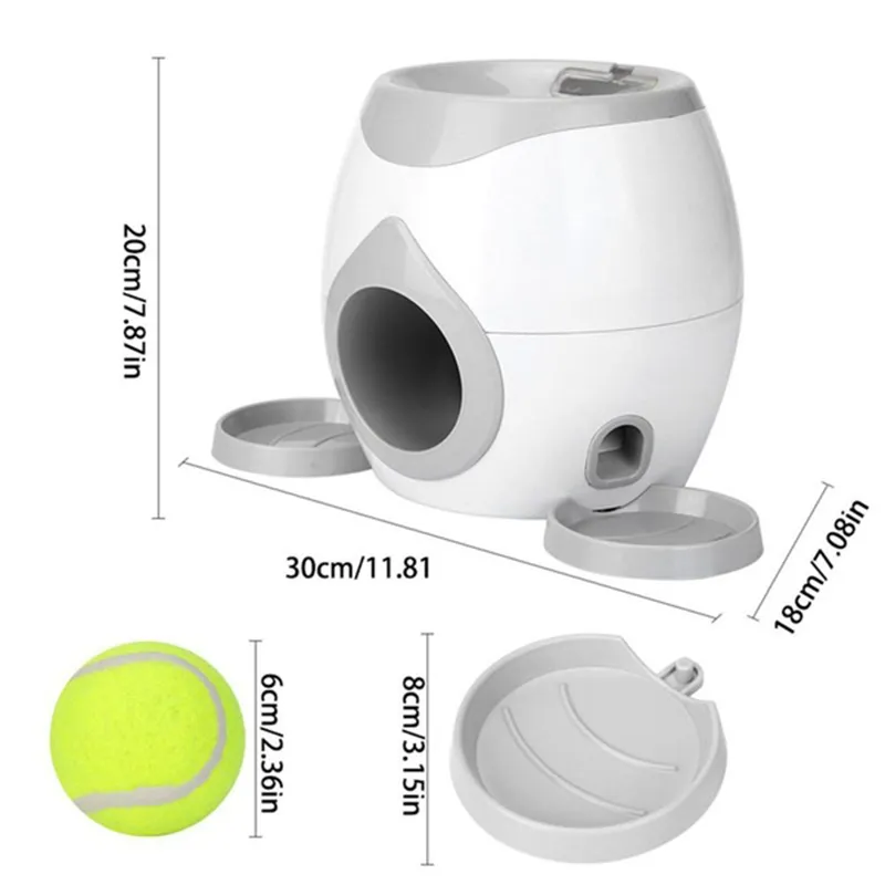 Dog Interactive Toys Pet Tennis Ball Throwing Fetch Machine Cats FDA Food Dispensing Reward Game Training Tool Dog Slow Feeders LJ201028