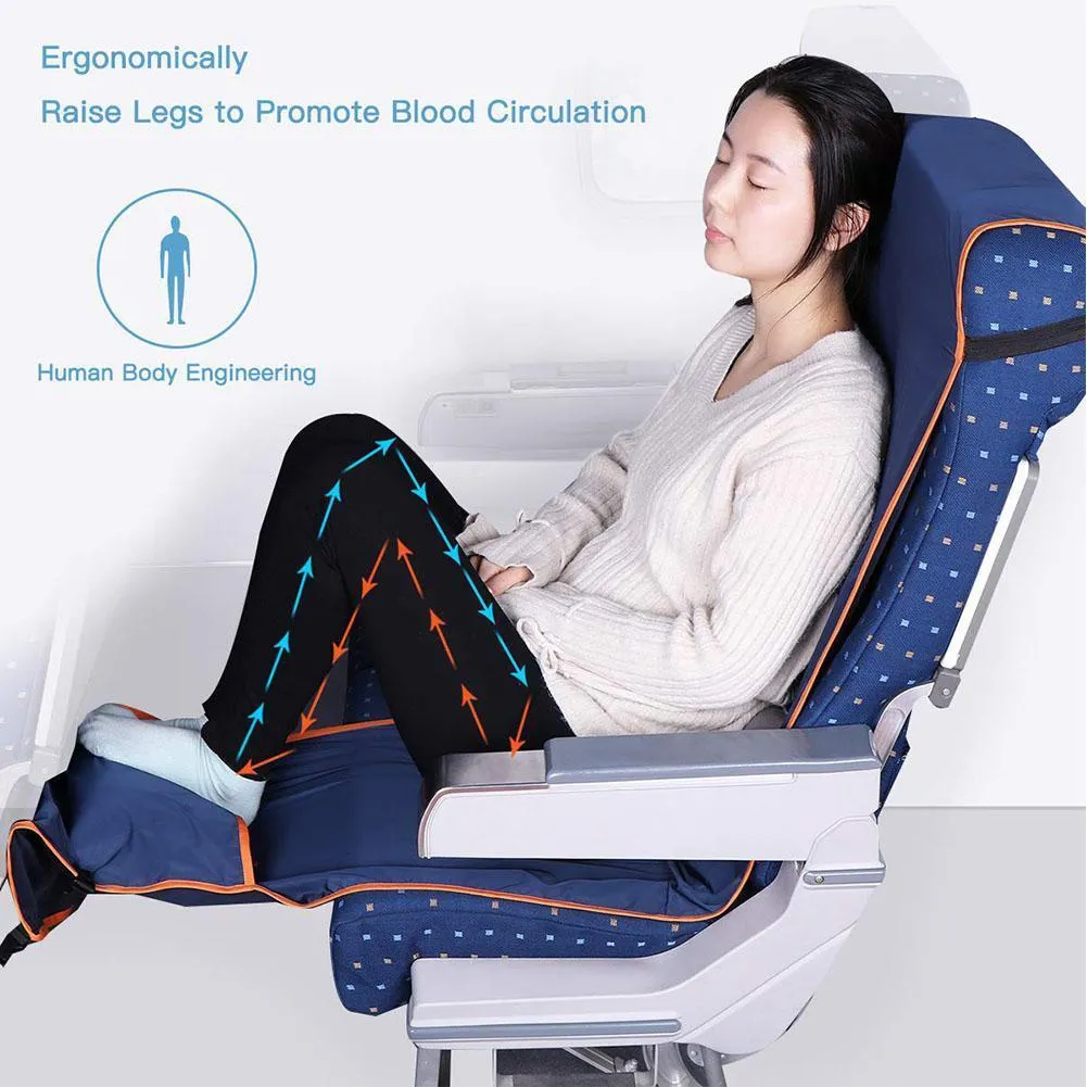 Height Adjustable Footrest Hammock with Inflatable Pillow Seat Cover for Planes Trains Buses 190X40CM Y200327256l