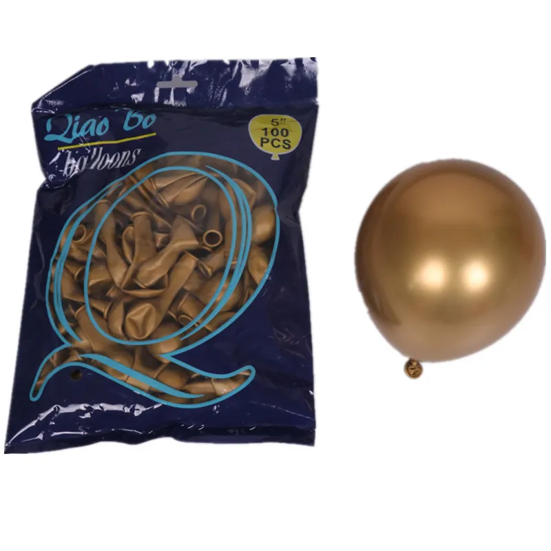 100 stcs 5 inch metalen kleur verdikte latex ballon romantisch chroom goud zilveren ballonnen bruiloft verjaardagsfeestje decoratie globos 10272o