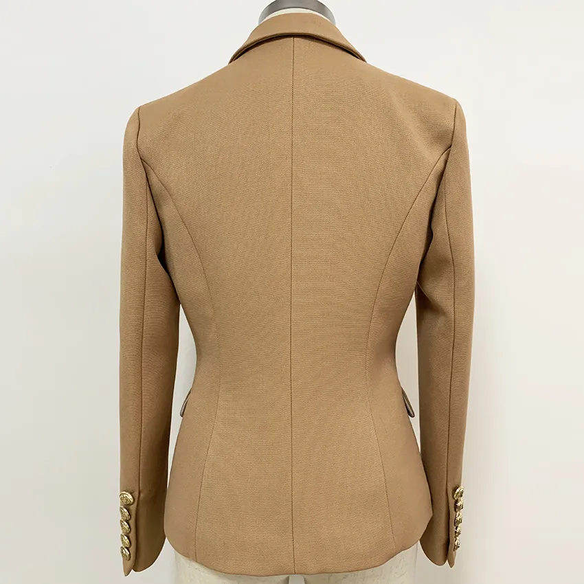 Haute qualité nouvelle mode 2020 baroque designer blazer veste femme slim fit métal lion bouton blazer lj201021