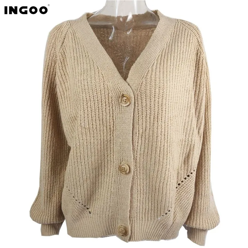 Hiver Tricot Cardigan Femmes Automne Nouveau Casual Cardigans À Manches Longues Solide Couleur Crème Top Sexy Col En V Lâche Chandail Court 201221