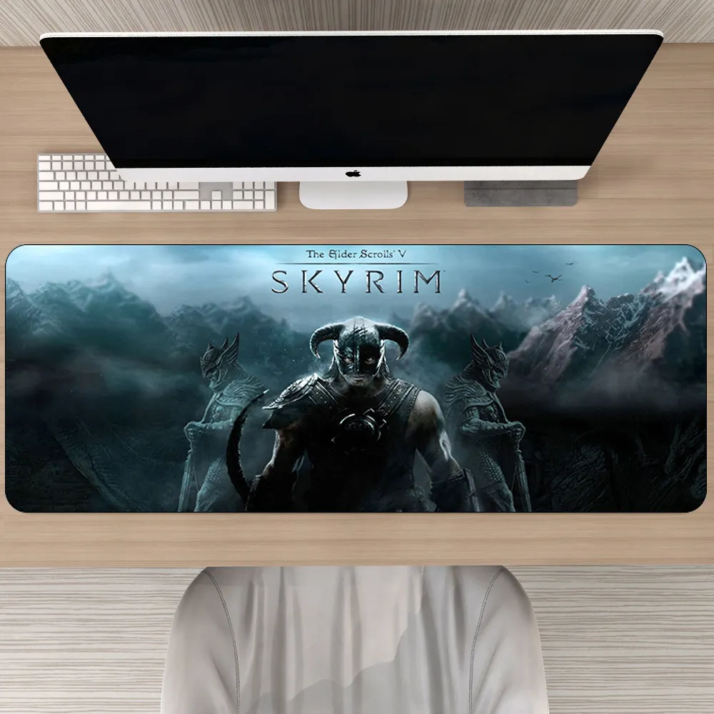 80x30см V Skyrim Gaming Mouse Pad Gamer XL Большой резиновый мусэпад -блокировка края клавиатуры настольный настольный настольный коврик LJ26611419