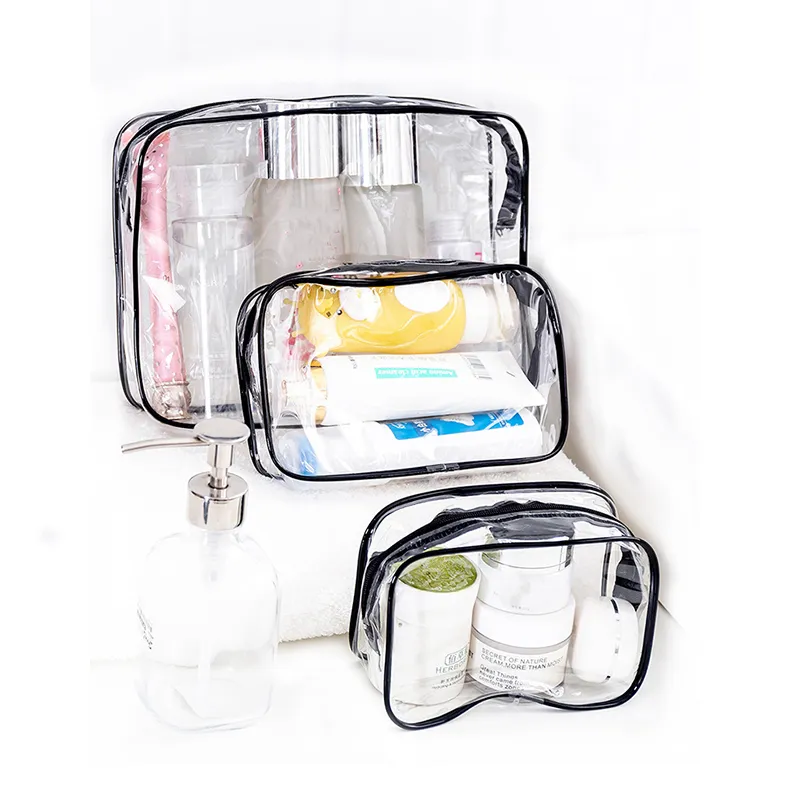 Şeffaf Makyaj Çantası Kadınlar Kozmetik PVC Seyahat Organizatörü Clear Beauty Case Tuvalet Yıkama Su geçirmez Depolama 220218