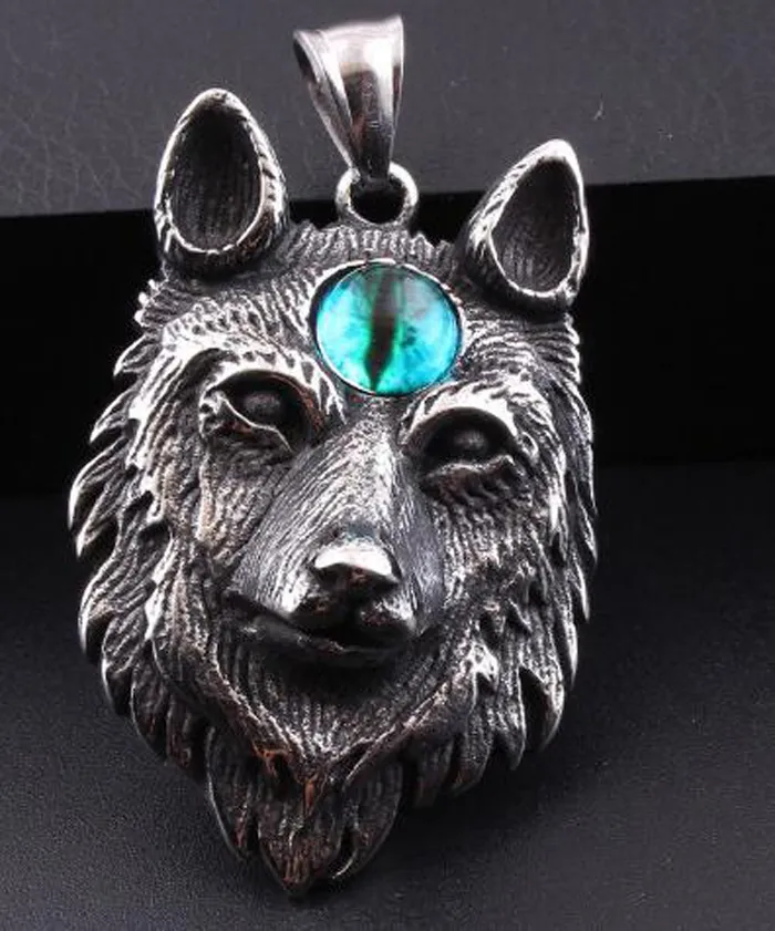 Vintage Silver Wolf Stainless Steel Dog Head Animal Men Retro Hip Hop Punk Rock Pendant Necklace Jewelry Gift 