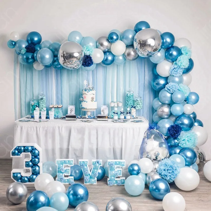 Blue Silver Gold Birthday Balloon Garland Arch Kit Wedding 1st Birthday Balloons Decoration Party Balloons For Kids Baby Shower 220523