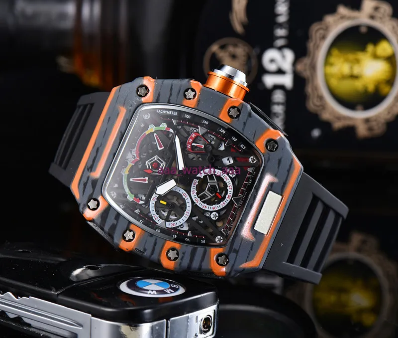 R 2020 3A 6-pin watch limited edition men's watch top luxury full-featured quartz watch silicone strap Reloj Hombre gift319J