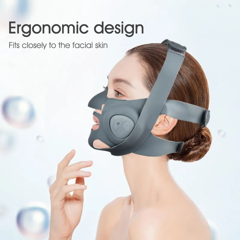 Elektrisk V-formad tunn ansikte Slimming Cheek Mask Massager Lyftmaskin V-Line Lift Up Belt Therapy Double Chin Reducer 220301