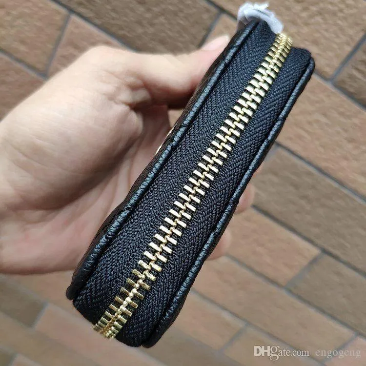 Bolsa de suporte único de alta qualidade com zíper, a moda mais maneira de transportar cartões de dinheiro e moedas, cartão de couro masculino pequeno bu183z