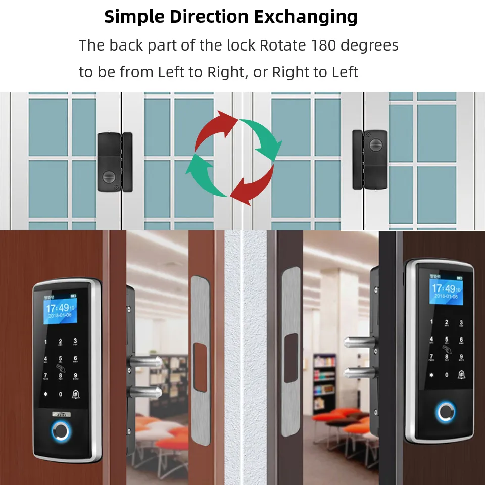 Smart Door Fingerprint Lock électronique numérique ouvre-porte électrique RFID biométrique sécurité d'empreintes digitales verre mot de passe carte Y200407