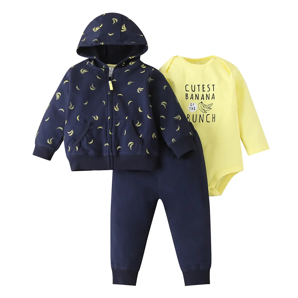 2020 automne bébé fille vêtements ensemble veste à capuche à manches longues + barboteuse + pantalon nouveau-né garçon vêtements coton tenues pour tout-petits automne LJ201023