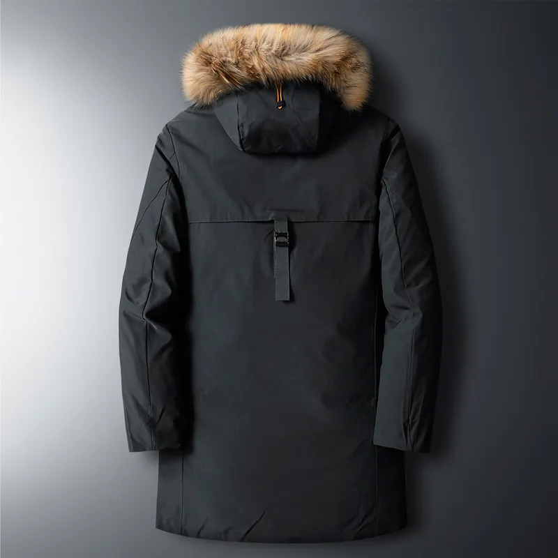 Winter Down Jacket Men Solid Casual Long Parkas Mens Fur Hooded Down Coats Brand Kleding Dikke Warm Heren Windscheper 4xl 201116