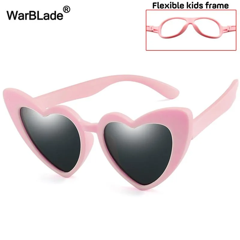 Warblade Enfants Enfants Polaris Sunglasses Fashion Cœur Boys en forme de garçons Sun Gouilles UV400 Cadre de sécurité flexible Baby Eyewear262k