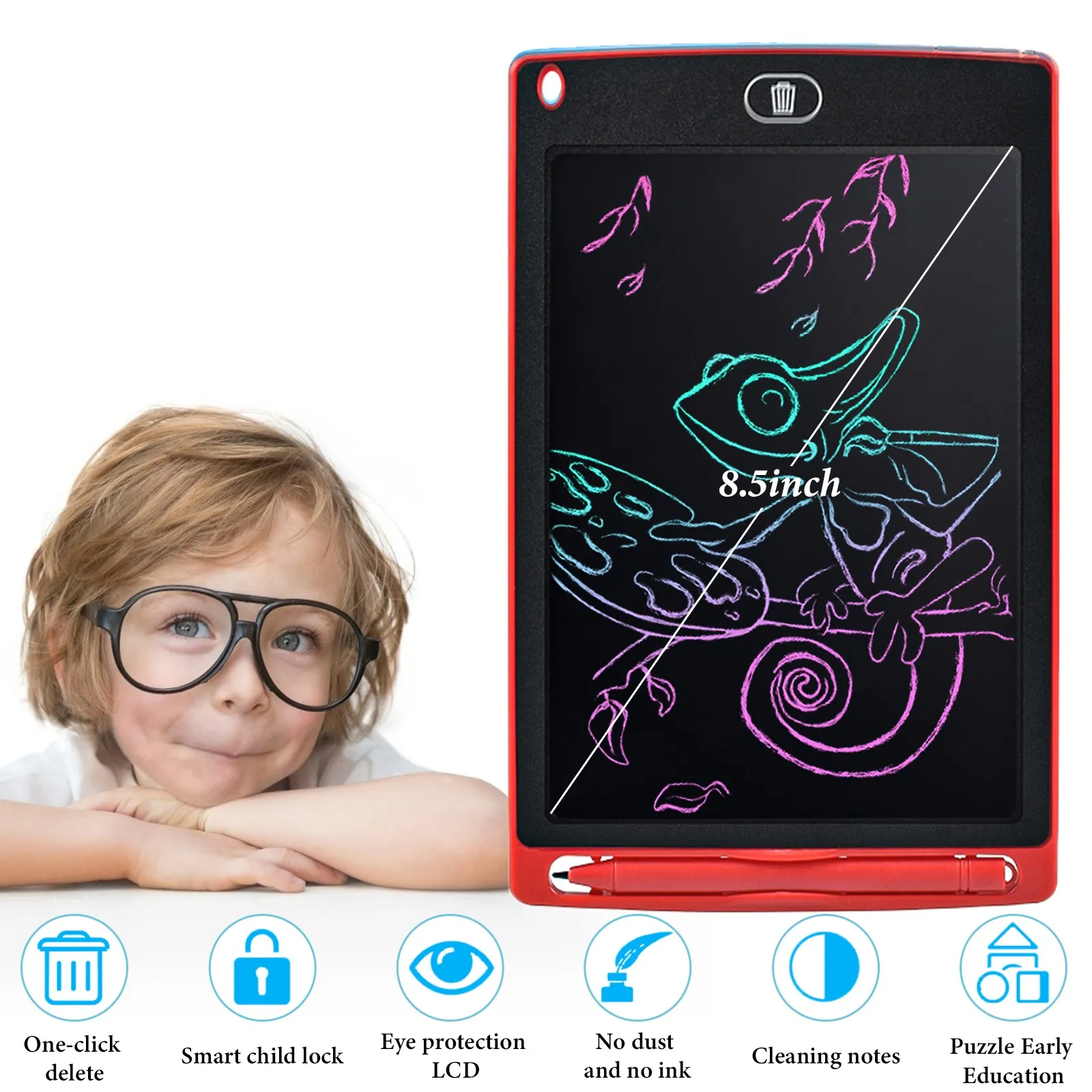 8.5 pouces LCD tablette d'écriture tablettes graphiques numériques écriture électronique tableau magique pour enfants dessin en couleur