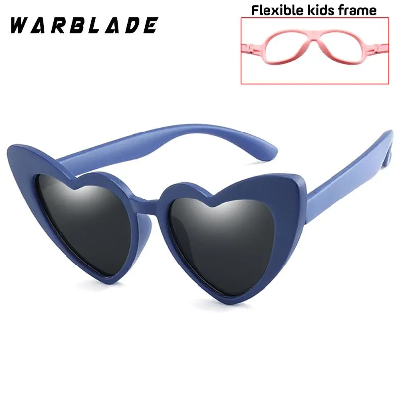 Warblade Children 어린이 편광 선글라스 패션 심장 모양의 소년 소녀 태양 안경 UV400 아기 유연성 안전 프레임 안경 220S