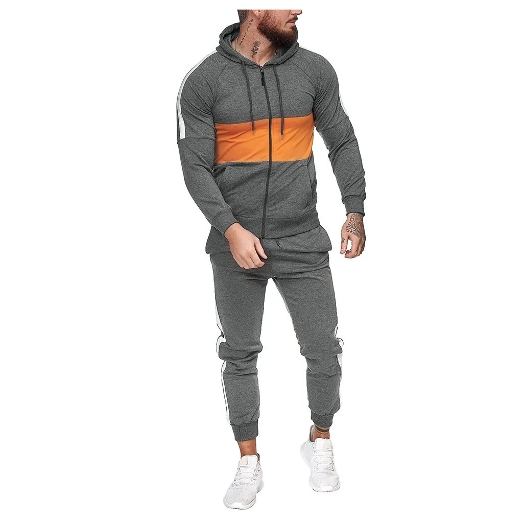 2020 nuevos hombres sudaderas con capucha pantalones/conjuntos sudadera pantalones de chándal gimnasios masculinos Fitness Tops pantalones Joggers ropa deportiva chándales # LJ201126