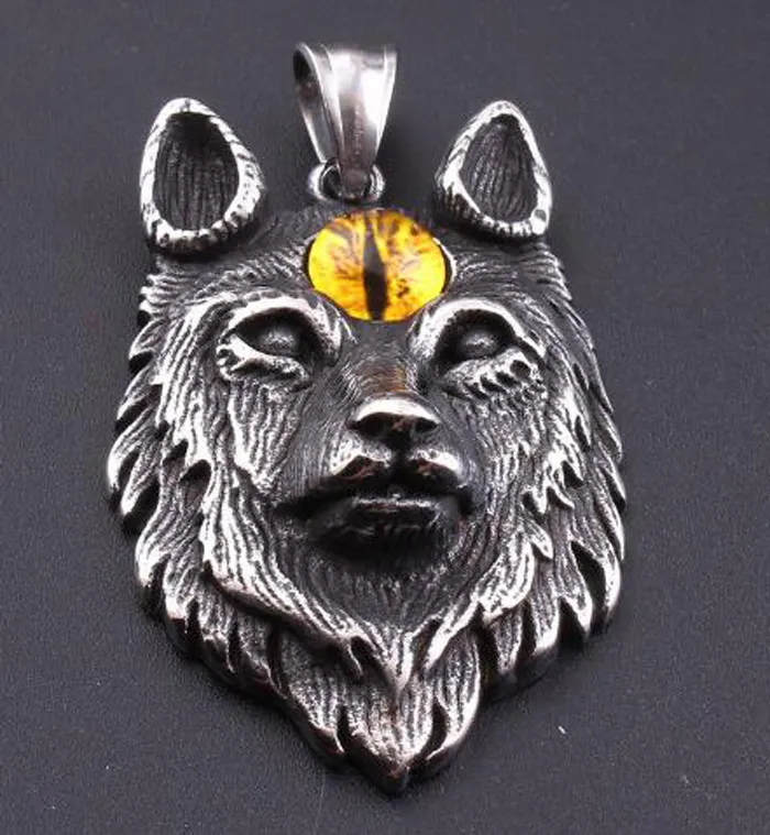 Vintage Zilveren Wolf Rvs Hond Hoofd Dier Mannen Retro Hip Hop Punk Rock Hanger Ketting Sieraden Gift Gratis Verzending