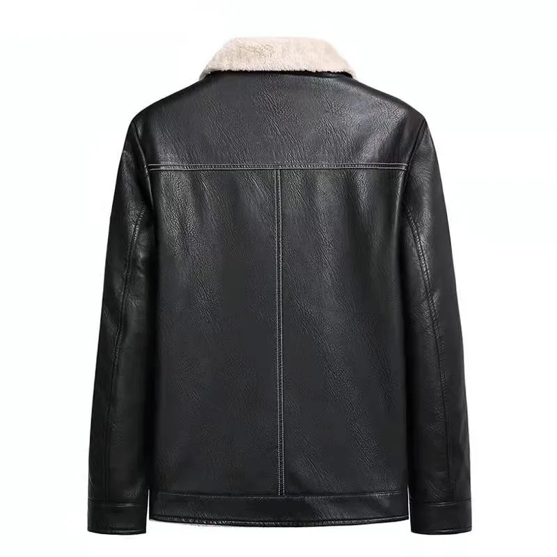 Hiver épais polaire veste en cuir chaud hommes 2021 marque moto Biker marron PU faux cuir manteau thermique grande taille 7XL 8XL 220211