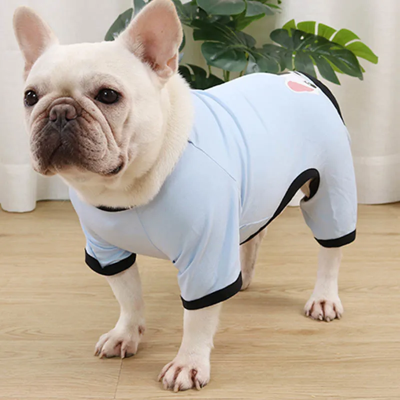 Толстая собака Одежда для собак Французский бульдог Pet Pajamas собака рубашка хлопчатобумажная домашняя одежда для собак пальто солевая одежда PEET PET OFFICE Yorkie 201127