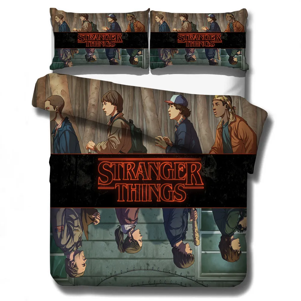 3D Stranger Things Cosedning Set Duvet Covers Cuschio Film di fantascienza Film Shet Bandied Sheet Linenno Sheet 2012108647897
