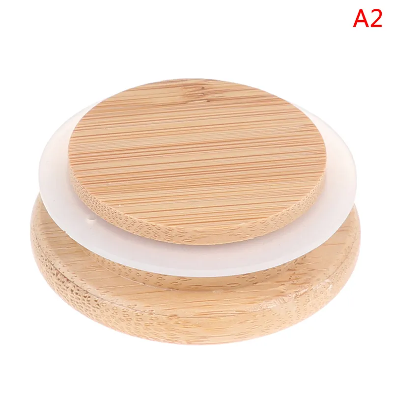 Tapas de bambú Reutilizables Mason Jar Tapas para conservas Sin fugas Sellado de silicona Tapas de madera Suministros para tarros para beber