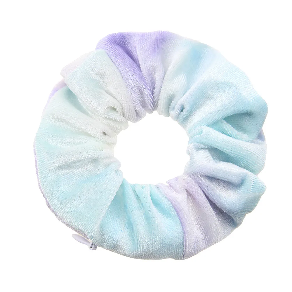 Hot sale tie-dye zipper large intestine ring European and American flannel large intestine ring fashion hair accessories GD1173