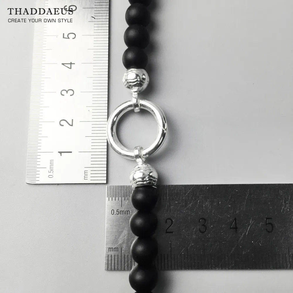 Kralen ketting obsidiaan gloednieuwe streng mode sieraden Europa stijl rebel bijoux cadeau voor mannen vrouwen vriend Q0127336B