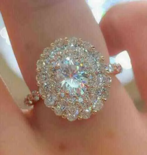 100% real 18k rosa anel de ouro origem natural 3 quilates de quartzo gemstone jóias de casamento luxo invisível configuração oval caixa 211217