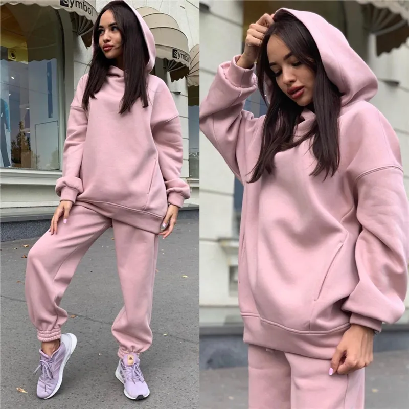 Women Tracksuit Two Piece Set Autumn Clothes Oversized Hooded Sweatshirt Top and Pants Sports Jogging Suit Outfits Women's Sets Y1229