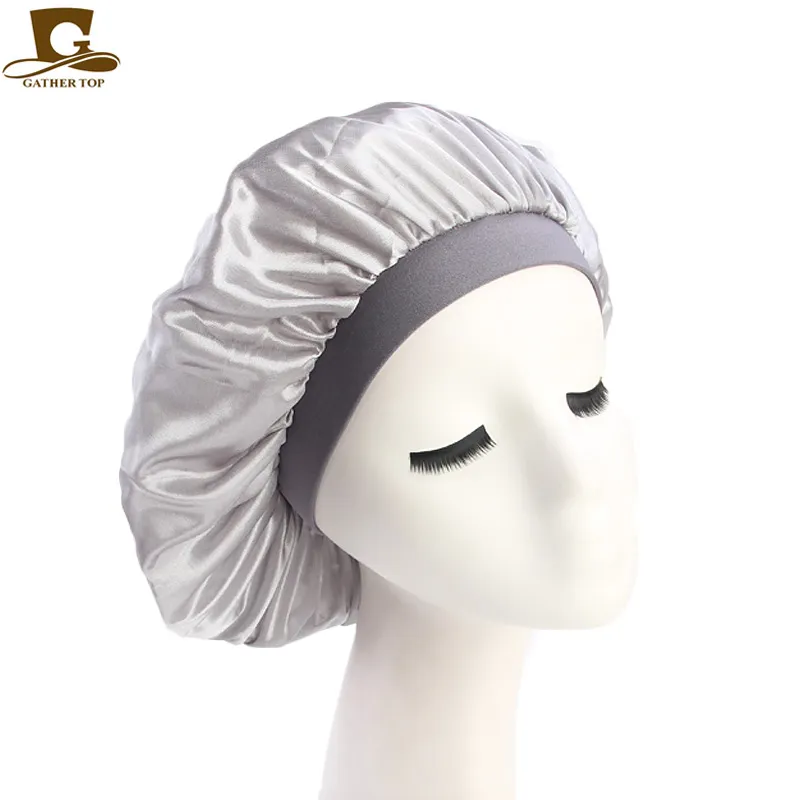 30 adet Saten Bonnet Kadınlar Için İpeksi Gece Uyku Kap Katı Renk Rahat Saç Bakımı Bayanlar Makyaj Şapkalar Kızlar Duş Şapka