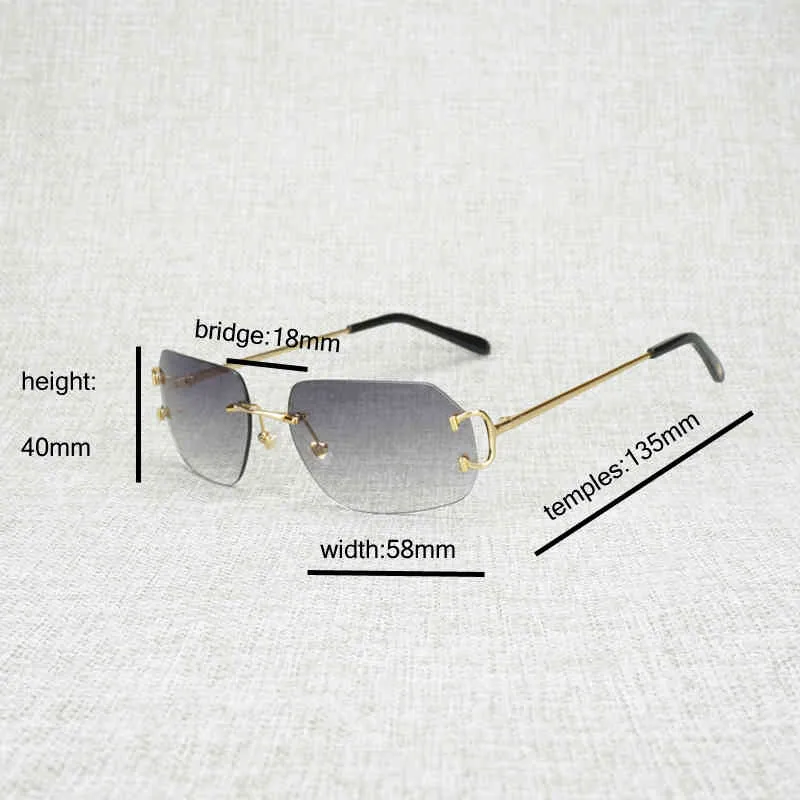 Nouveau 20% de réduction sur les lunettes de soleil de concepteur de luxe Vintage Lens Forme Metal Farme Men de Fire sans fil Gafas pour les accessoires de club extérieur