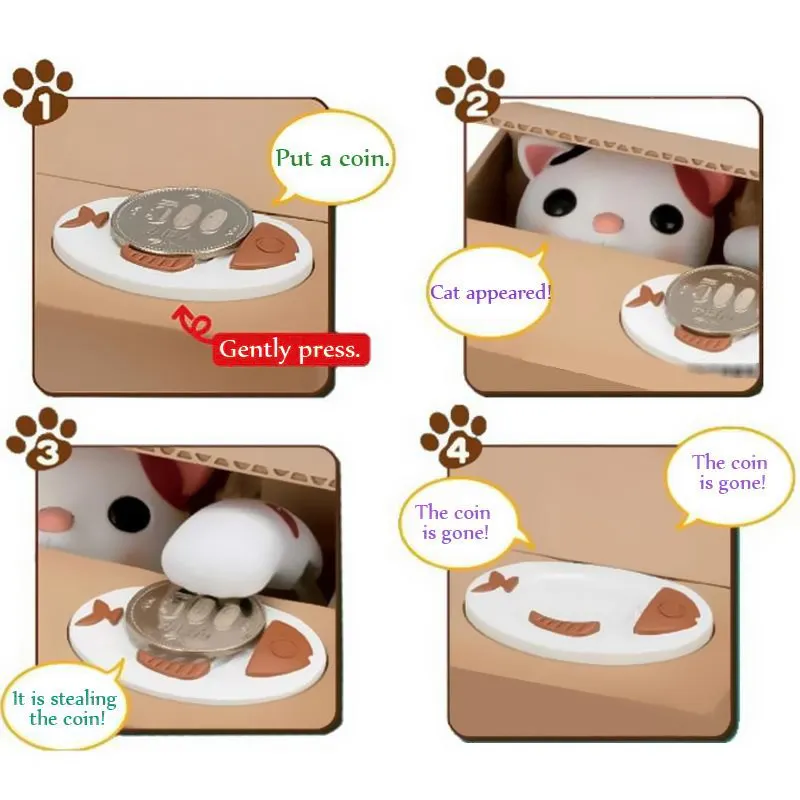 Panda Coin Box Kids Money Bank Automated Cat Thief Money Boxes Toy Gift for Children Coin Piggy Money Saving Box 201125