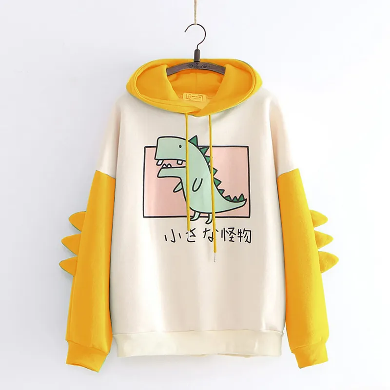 Sweats à capuche pour femmes Sweatshirts Dessin animé Dinosaure Sweat à capuche Femmes Mode Casual Imprimer Style coréen Épaissir Hiver Dino Sweat à capuche Tops 220922