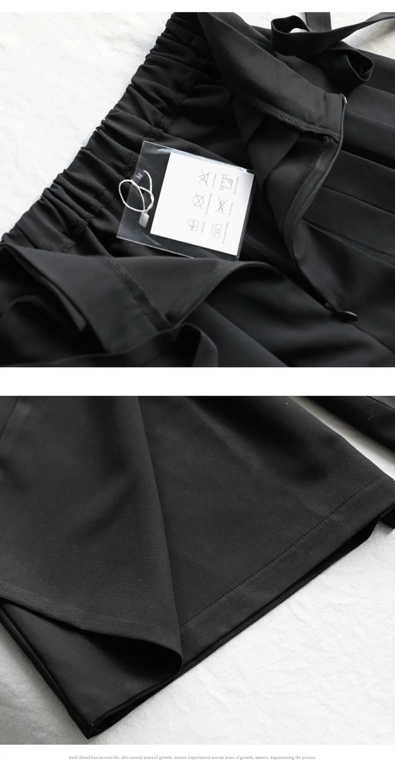 [EAM] taille haute élastique noir plissé fendu pantalon large nouveau pantalon ample femmes mode marée printemps automne 1N666 201119
