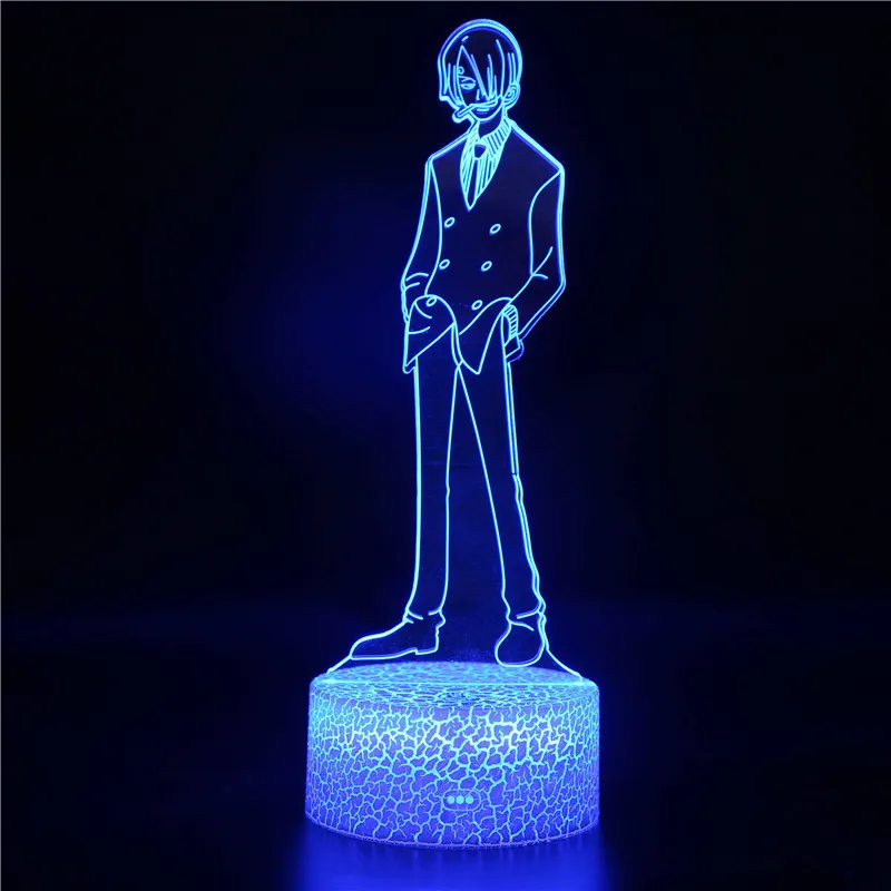 3d Anime Night Light One Piece Rysunek Luffy Team Zoro Nami Usopp Sanji Robin Brook Led 3d Night Lampa dla dzieci Kid Gifts Zabawki 201028