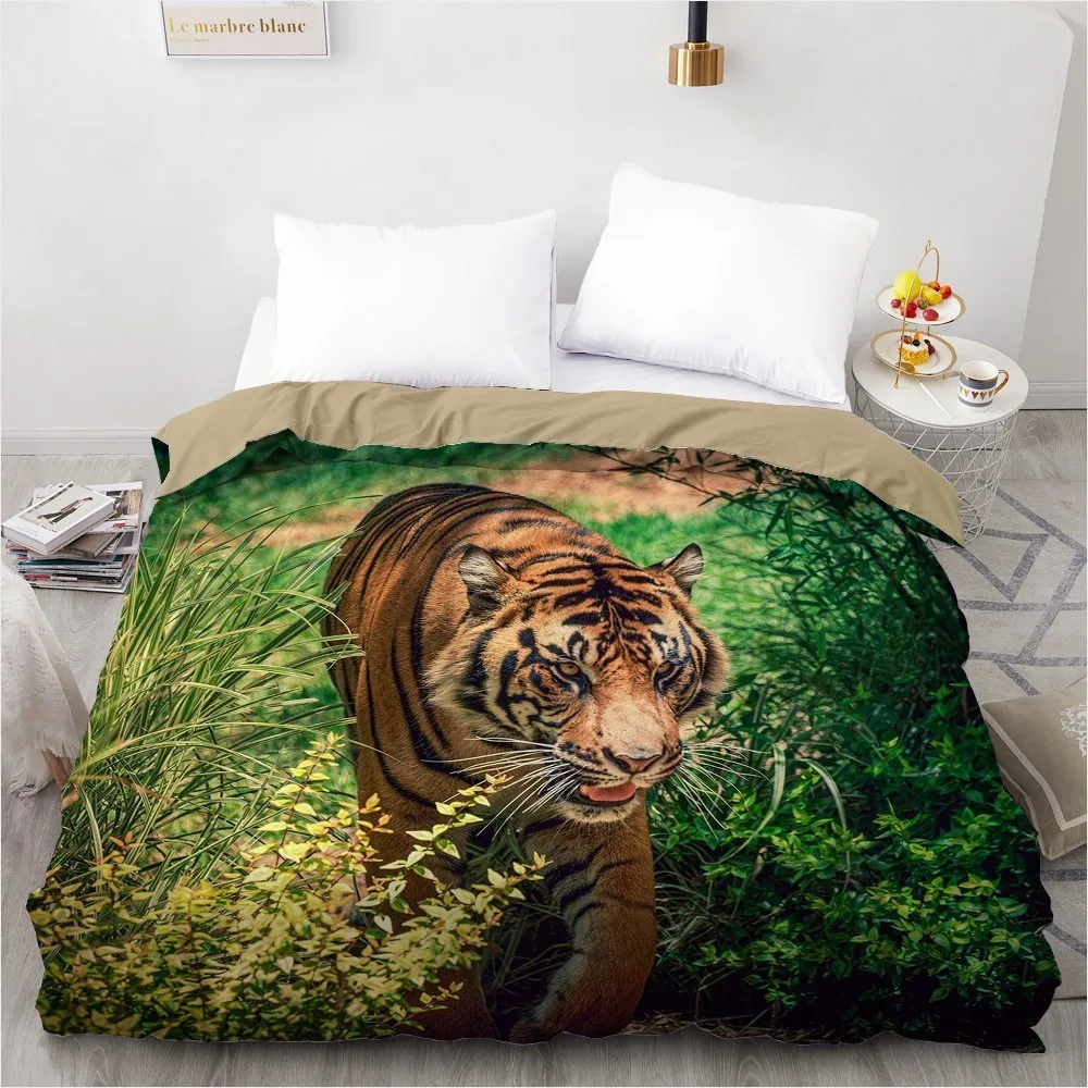 Design Custom Duvet Quilt Comforter Blanket Cover Case Bed Linens Bedding Set Black Animals Tiger Home Textile LJ201015300J