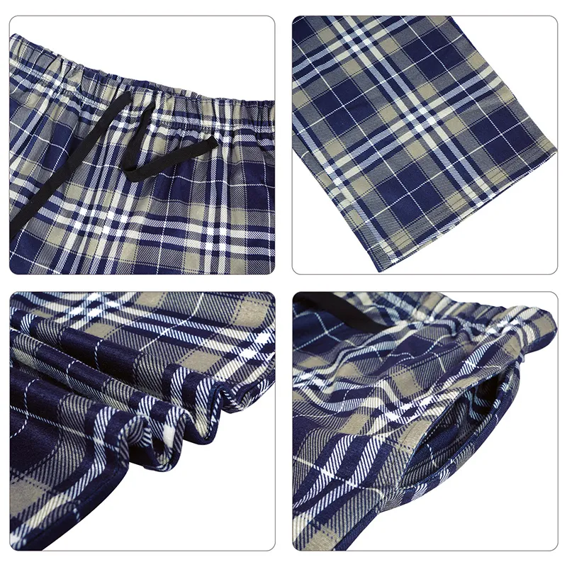 Mens Home Pants Cotton Flanell Autumn Winter Warm Sleep Bottoms Man Plus Size Plaid Print Sleepwear Pyjama For Men 201109