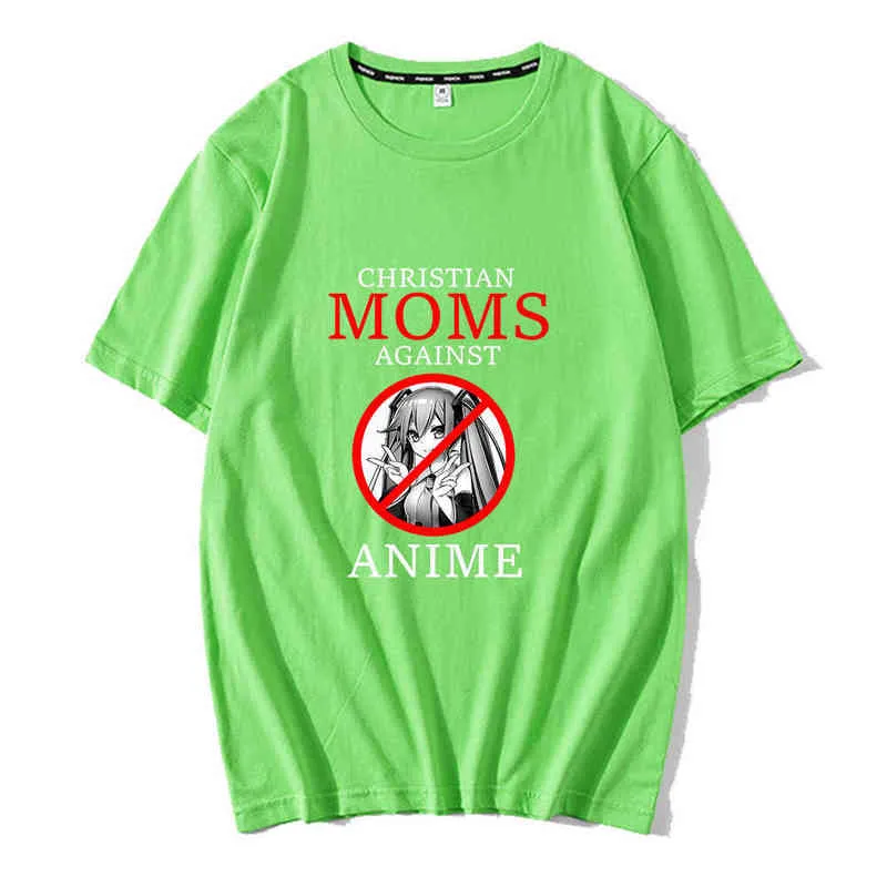 2021 Najgorętsza sprzedaż Christian Moms przeciwko Anime Comfocnował Para Tees Hip Hop Koszulki Streetwears Unsex Odzież Nowa Odzież Y220214