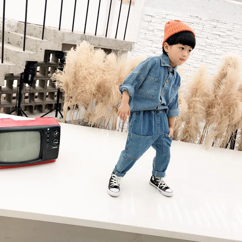 Autumn New Style CHILDREN'S Suit koobull Tsai Two-Piece Baby Korean-style Solid Color Long-sleeve