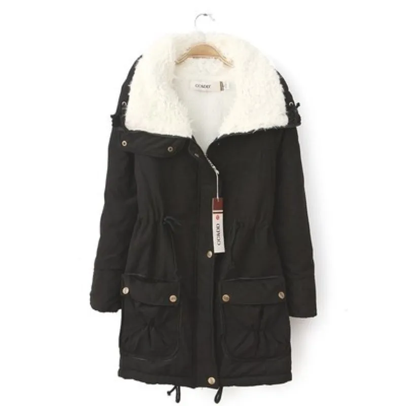 Roupas de Inverno Feminino Parka de Lã de Pele de Cordeiro Mulher Grossa Casacos e Jaquetas de Inverno Parkas Quentes Feminino Tamanhos Grandes Jaqueta de Inverno Feminino 201128