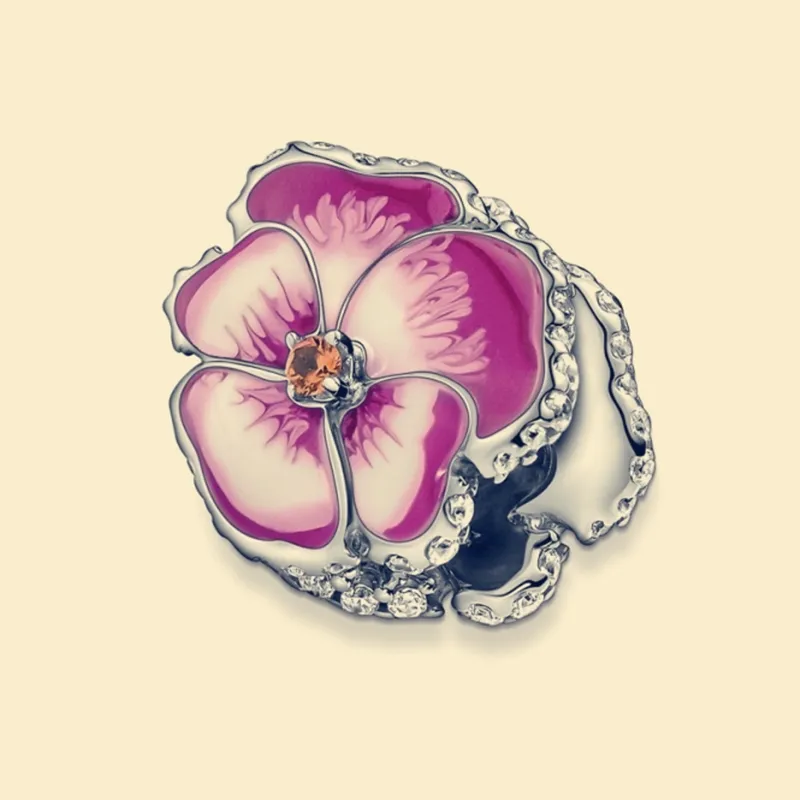 Autêntico Pandora 925 Sterling Silver Charme rosa flor de amor perfeito Dangle Fit Europe estilo grânulos para pulseira fazendo jóias 790777C01