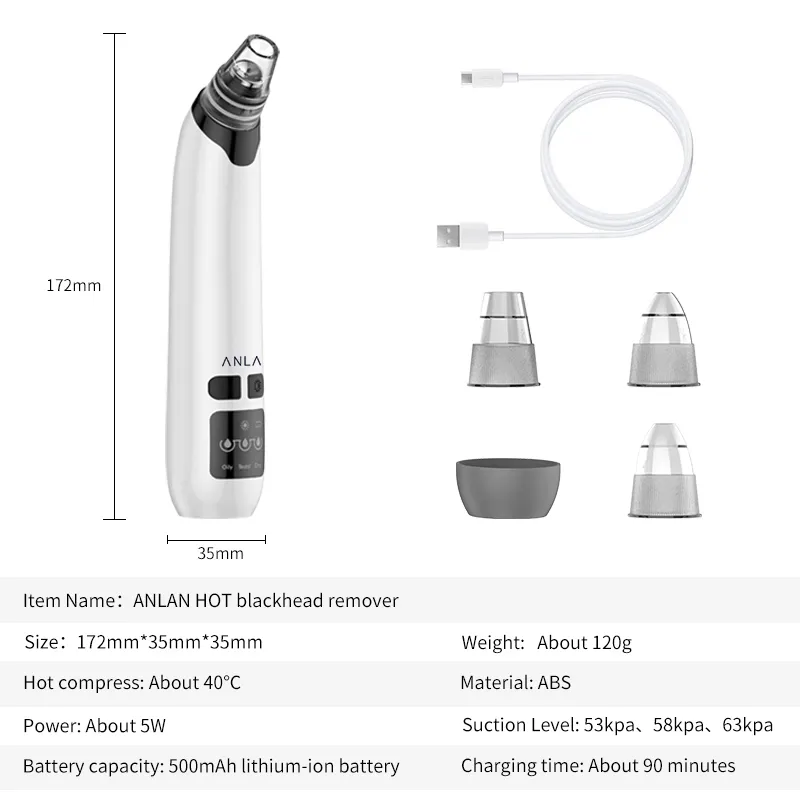 ANLAN Blackhead Remover Face Deep Pore Cleaner Removal Vacuum Suction Acne black head remover tool pimple sucker acne ctor 26