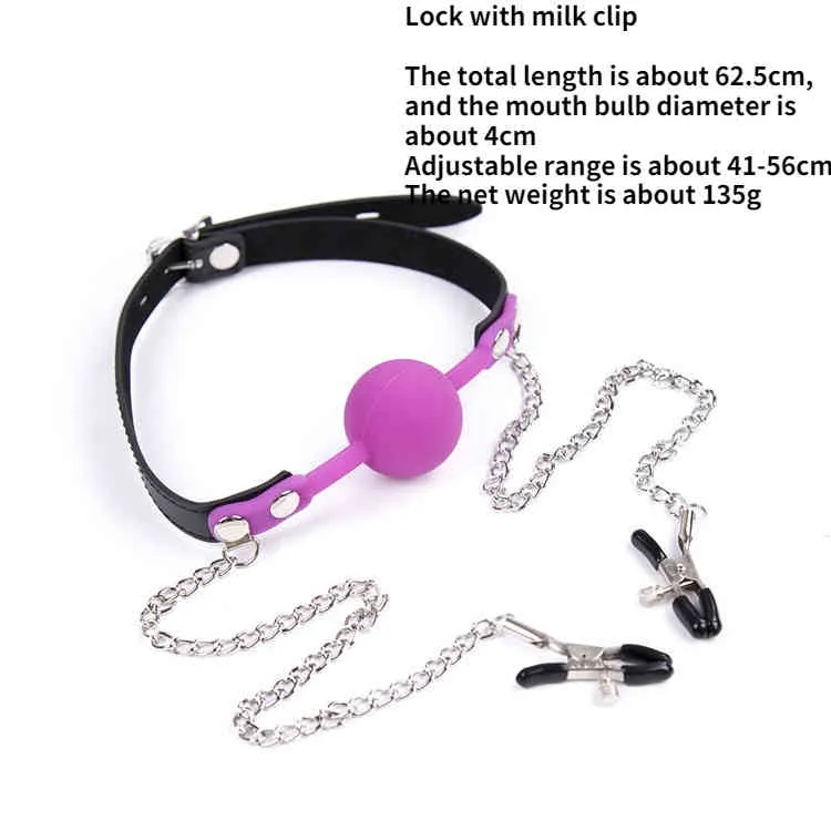 Nxy Yetişkin Oyuncaklar Silikon Bağlantı Ağız Fiş Süt Klip Karı Kilitli Kilitli Kadın Eğlence Ürünleri Topu Pembe Flail 220221