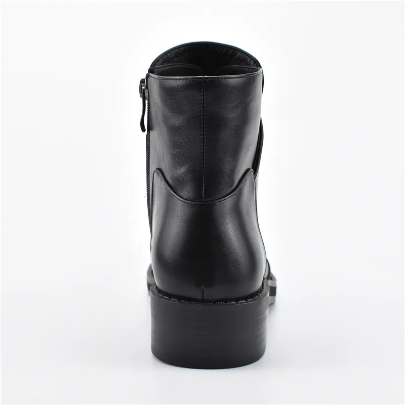 Neue Mode Seitlichem Reißverschluss Schwarz Stiefeletten für Frauen Warme Plüsch Einlegesohle Frauen Stiefel Med Heel Coole Stil Herbst Frauen Schuhe 201104