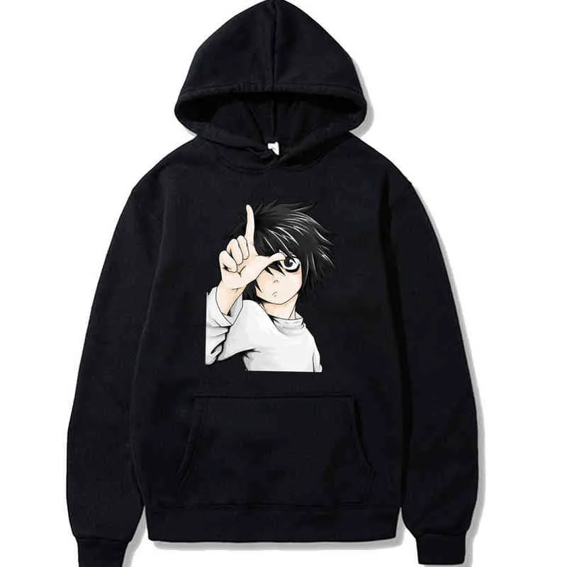 Harajuku Anime Death Note Cosplay Clothes Costumes Men Hoodies Sweatshirts Hat Clothing Tops H1227