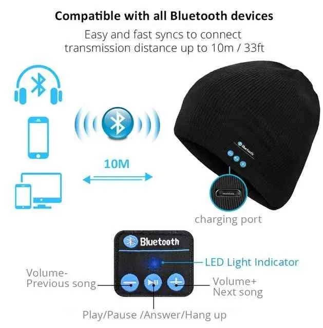 Bezprzewodowy zestaw słuchawkowy Bluetooth Słuchawki Słuchawki Zestaw Słuchawkowy z Mic Sport dla Meizu Sony Xiaomi Phone Winter Hats