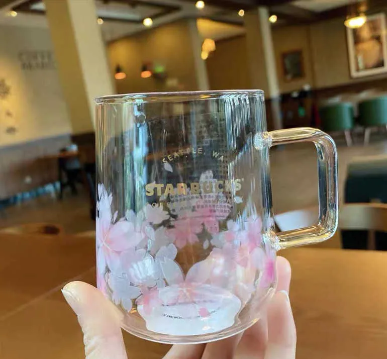 L'ultima tazza di caffè in vetro di 12 once Starbucks, ciliegia morbida polvere di viti a freddo in stile tazza d'acqua, confezione scatola separata, supporto personalizzato43v0