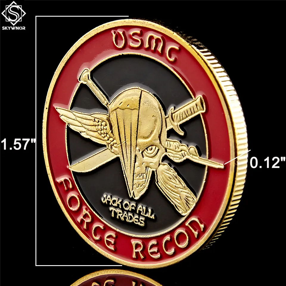 10 pz Arti e Mestieri US Marine Corps Challenge Force Recon USMC Militare Placcato Oro Collezione di Monete3712773