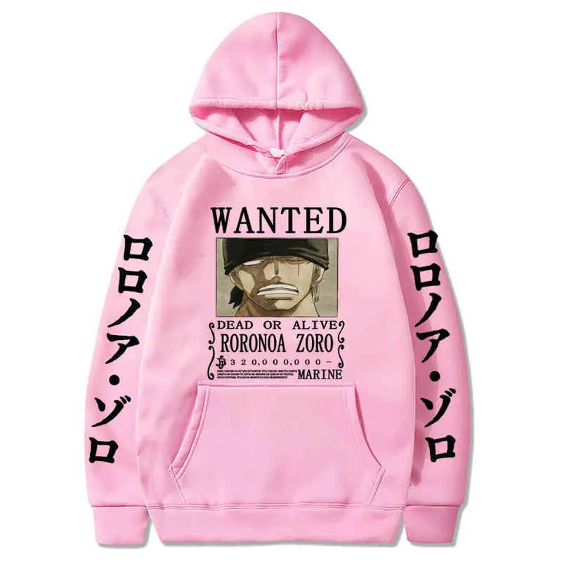 One Piece Hoodie Printed Anime Pullover Sweatshirts Roronoa Zoro Long Sleeve Hoodies Unisex Streetwear Tops H1227